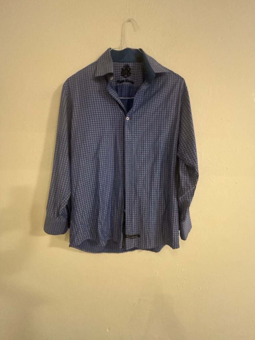 English Laundry Checkered Long Sleeve Button Down Shirt Blue